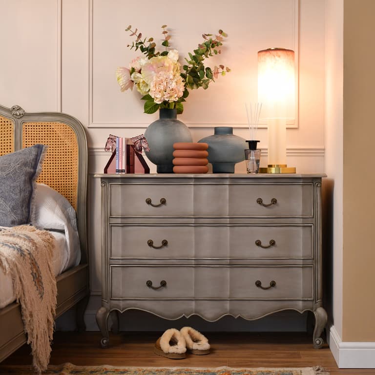 french grey dresser Summer Hill French Grey Nine Drawer Dresser - Garden City Furniture