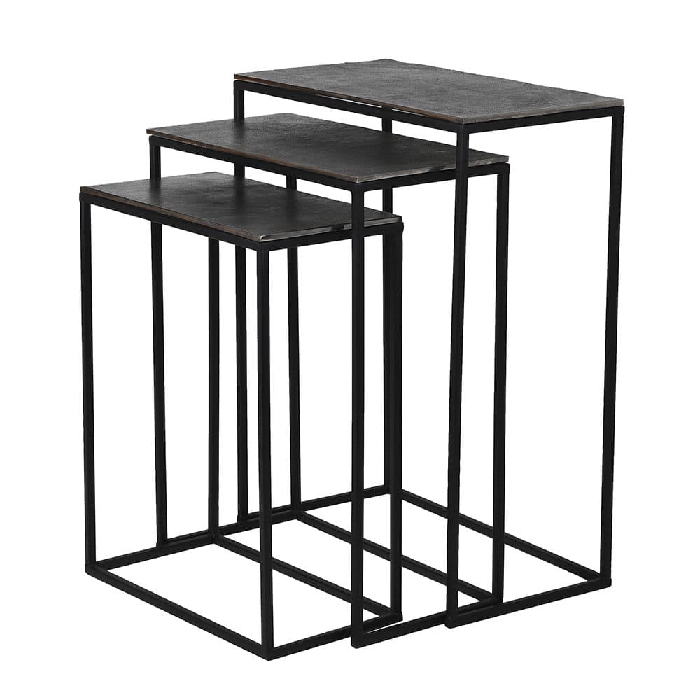 Trio of Antique Black Nest of Tables - Nicky Cornell
