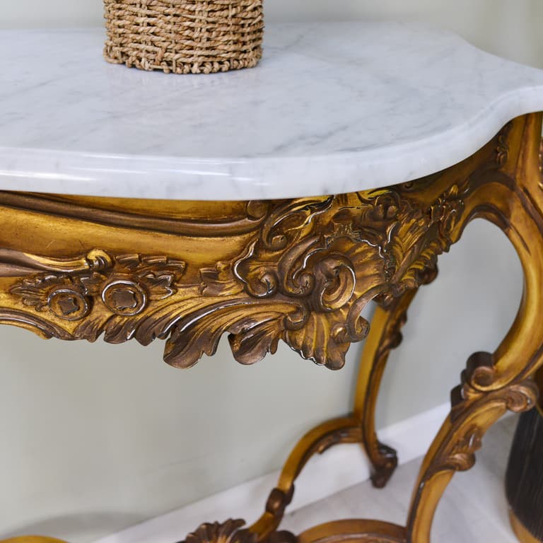 French Style Gold Gilt Marble Hall Console Table | Palace of