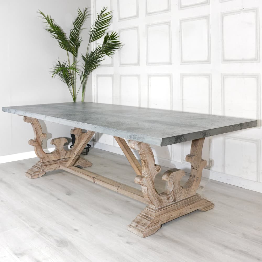 Farmhouse Rustic Zinc Top Rectangular Dining Table - Nicky Cornell